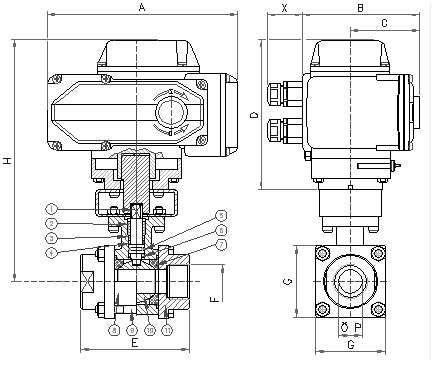 Q911F電動(dòng)絲扣球閥結(jié)構(gòu)圖紙