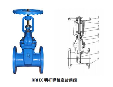 RRHX明桿彈性座封閘閥結構圖: