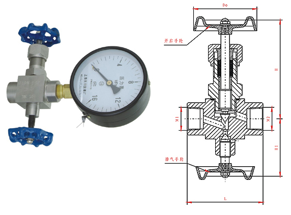  J19W壓力表三通閥結構圖