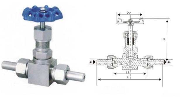 J21W-64P外螺紋高壓針型閥結(jié)構(gòu)圖