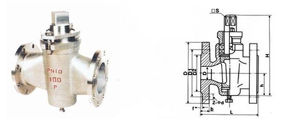 二通法蘭不銹鋼旋塞閥結構圖