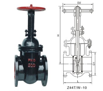 Z44T~Z44W平行式雙閘板閘閥結構圖