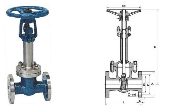 低溫閘閥DZ40Y結構圖