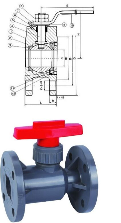 UPVC塑料球閥結構圖