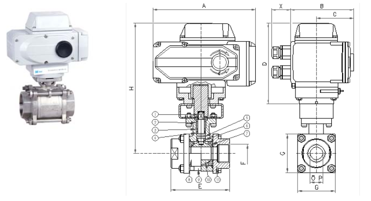 Q911N電動高壓絲口球閥結(jié)構(gòu)圖