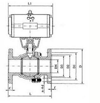 氣動球閥Q641F結構圖