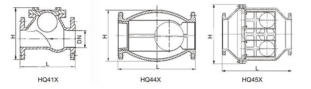 HQ41X無磨損球形止回閥結構圖