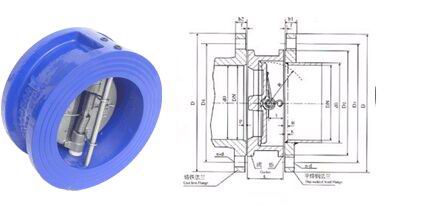 H77X對夾式雙瓣止回閥結構圖