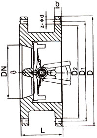 雙瓣旋啟式止回閥H46F結構圖