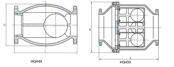 HQ45X微阻球形止回閥結(jié)構(gòu)圖