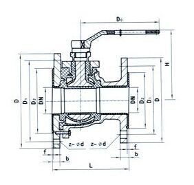 FQ41F襯氟放料球閥結(jié)構(gòu)圖