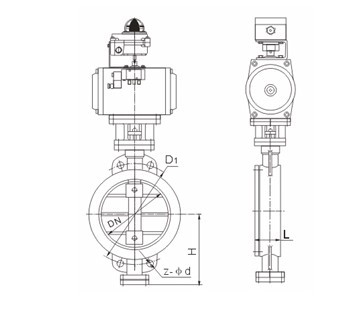 D673H硬密封氣動蝶閥外形及連接尺寸 