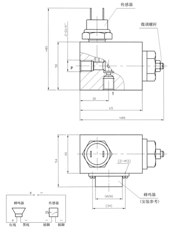 YLBJ-6型壓力報警器連接尺寸